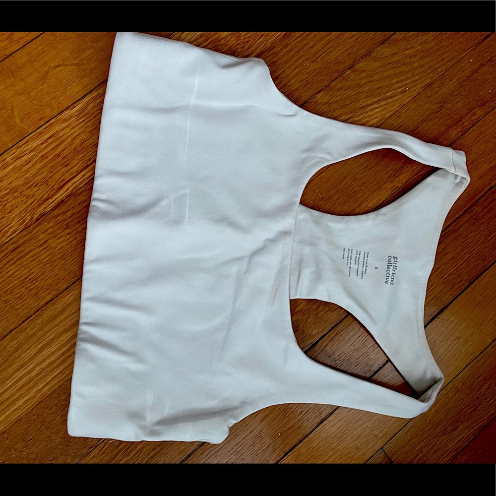 Girlfriend collective sports bra size small, cream/off white color